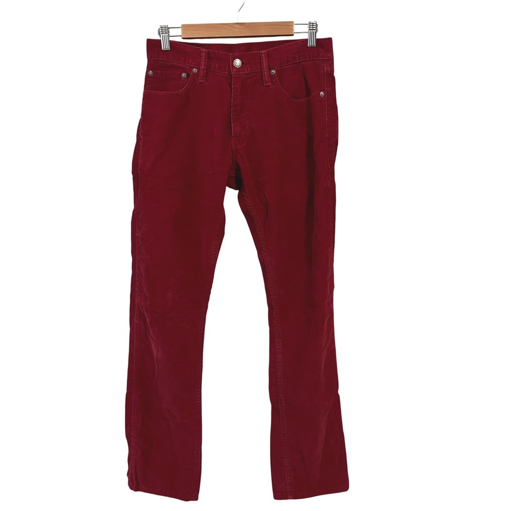 Levi Strauss & Co 514 Corduroy Pants Men 30x32 Red Straight Leg Casual Colorful